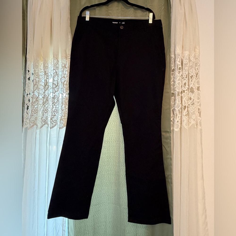 Old Navy Uniform Flare Pants Womens 14 Black Excellent‎ High-Rise Stretch 402507